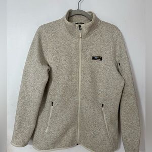 LL Bean better sweater style full oatmeal fleece jacket. Large